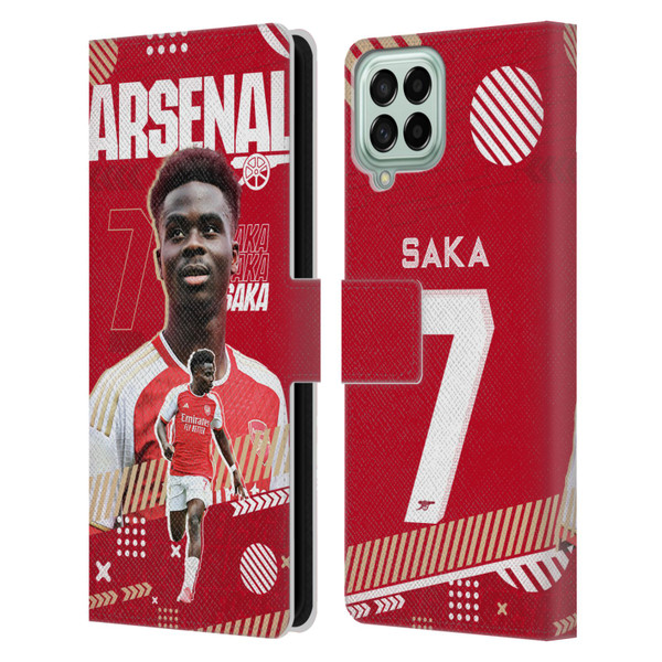Arsenal FC 2023/24 First Team Bukayo Saka Leather Book Wallet Case Cover For Samsung Galaxy M33 (2022)