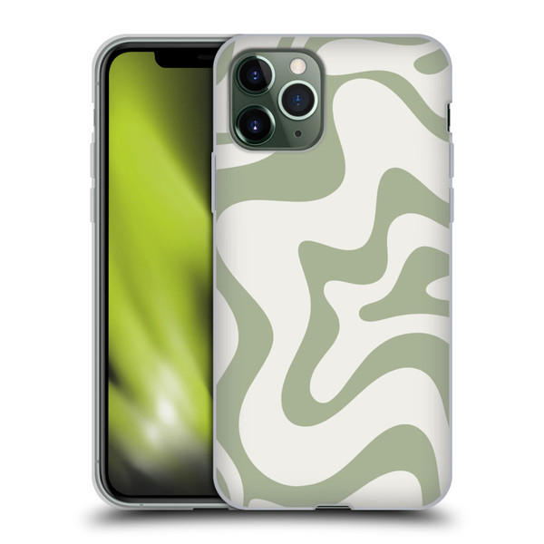 Kierkegaard Design Studio Art Retro Liquid Swirl Sage Green Soft Gel Case for Apple iPhone 11 Pro