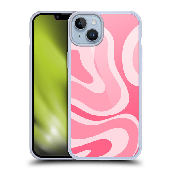 Kierkegaard Design Studio Art Modern Liquid Swirl Candy Pink Soft Gel Case for Apple iPhone 14 Plus