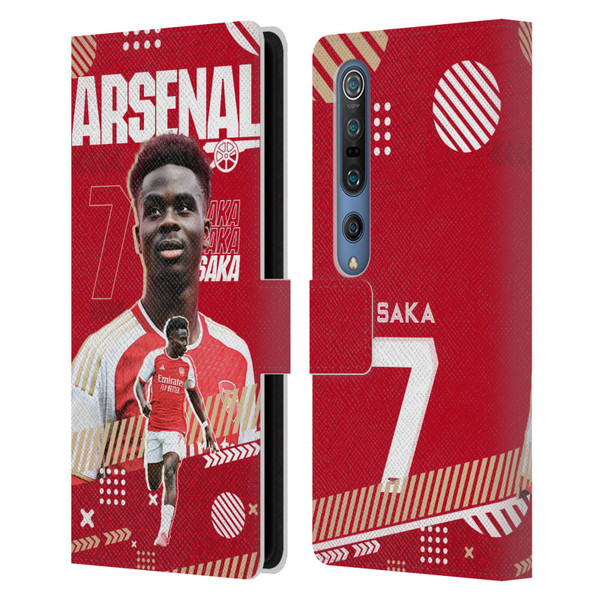 Arsenal FC 2023/24 First Team Bukayo Saka Leather Book Wallet Case Cover For Xiaomi Mi 10 5G / Mi 10 Pro 5G