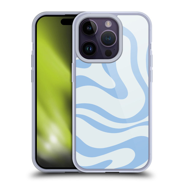 Kierkegaard Design Studio Art Blue Abstract Swirl Pattern Soft Gel Case for Apple iPhone 14 Pro