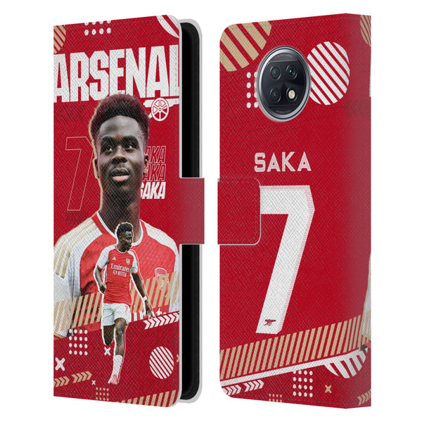 Arsenal FC 2023/24 First Team Bukayo Saka Leather Book Wallet Case Cover For Xiaomi Redmi Note 9T 5G