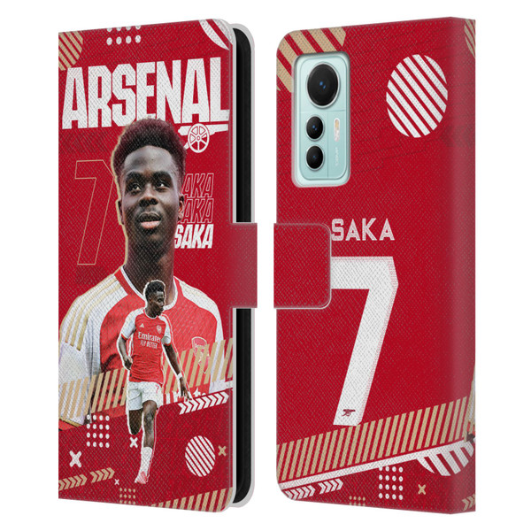 Arsenal FC 2023/24 First Team Bukayo Saka Leather Book Wallet Case Cover For Xiaomi 12 Lite