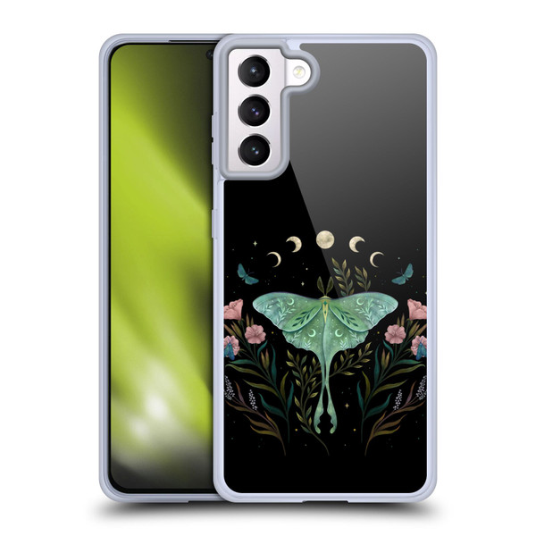Episodic Drawing Illustration Animals Moth and Flowers Soft Gel Case for Samsung Galaxy S21+ 5G