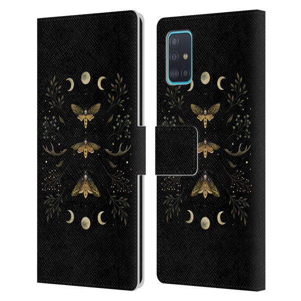 Episodic Drawing Illustration Animals Death Head Moth Night Leather Book Wallet Case Cover For Samsung Galaxy A51 (2019)