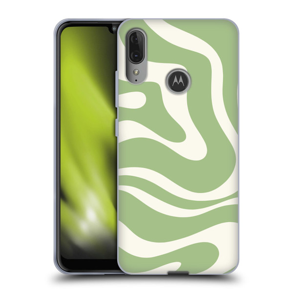 Kierkegaard Design Studio Art Modern Liquid Swirl in Sage Soft Gel Case for Motorola Moto E6 Plus