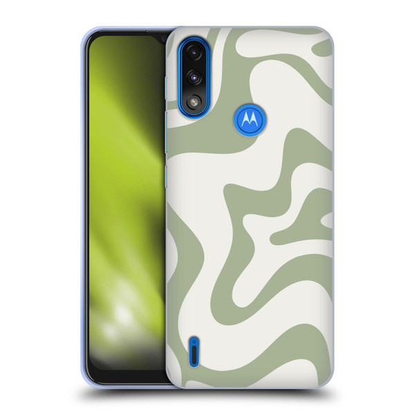 Kierkegaard Design Studio Art Retro Liquid Swirl Sage Green Soft Gel Case for Motorola Moto E7 Power / Moto E7i Power