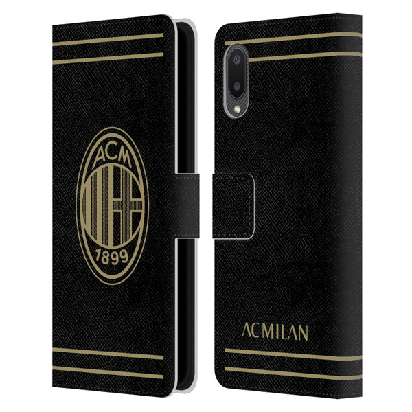 AC Milan Crest Black And Gold Leather Book Wallet Case Cover For Samsung Galaxy A02/M02 (2021)
