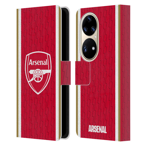 Arsenal FC 2023/24 Crest Kit Home Leather Book Wallet Case Cover For Huawei P50 Pro
