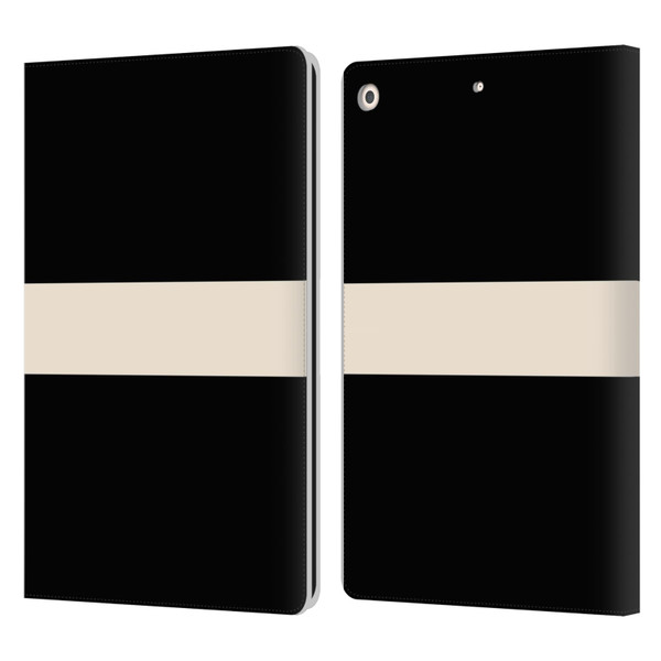 Kierkegaard Design Studio Art Stripe Minimalist Black Cream Leather Book Wallet Case Cover For Apple iPad 10.2 2019/2020/2021