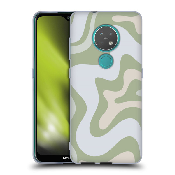 Kierkegaard Design Studio Art Retro Swirl Abstract Sage Soft Gel Case for Nokia 6.2 / 7.2