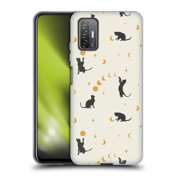 Episodic Drawing Pattern Cat And Moon Soft Gel Case for HTC Desire 21 Pro 5G