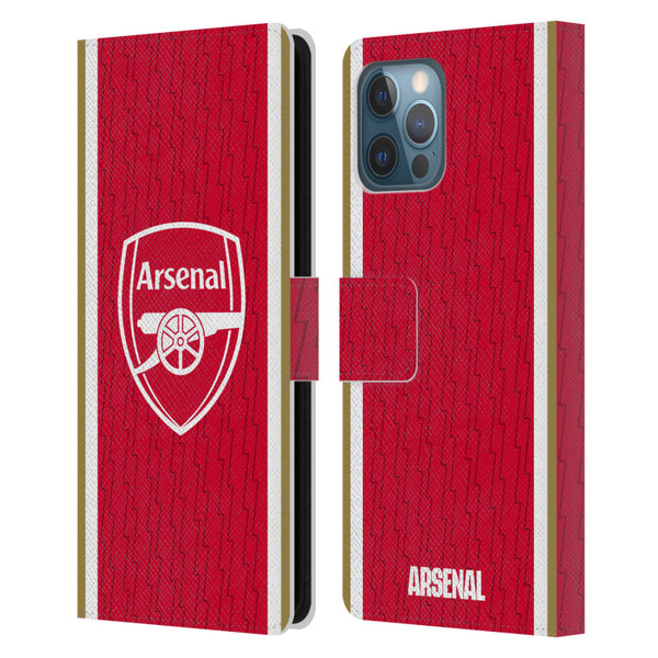 Arsenal FC 2023/24 Crest Kit Home Leather Book Wallet Case Cover For Apple iPhone 12 Pro Max