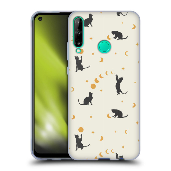 Episodic Drawing Pattern Cat And Moon Soft Gel Case for Huawei P40 lite E