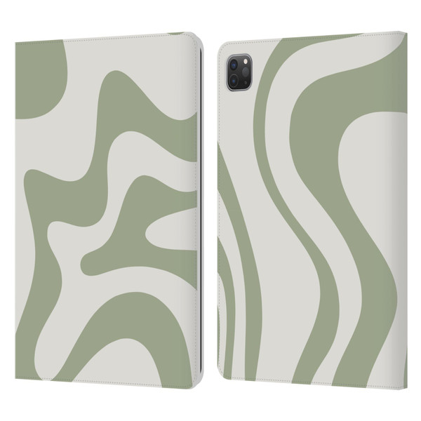 Kierkegaard Design Studio Art Retro Liquid Swirl Sage Green Leather Book Wallet Case Cover For Apple iPad Pro 11 2020 / 2021 / 2022
