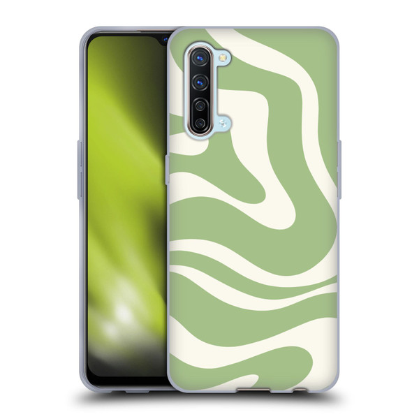 Kierkegaard Design Studio Art Modern Liquid Swirl in Sage Soft Gel Case for OPPO Find X2 Lite 5G