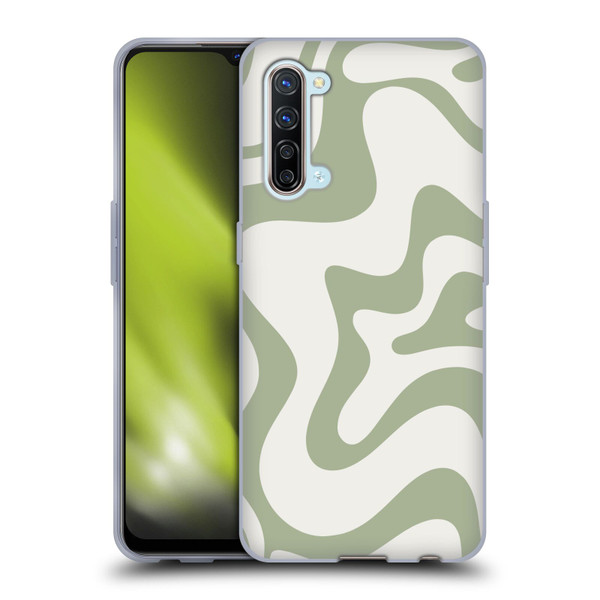Kierkegaard Design Studio Art Retro Liquid Swirl Sage Green Soft Gel Case for OPPO Find X2 Lite 5G