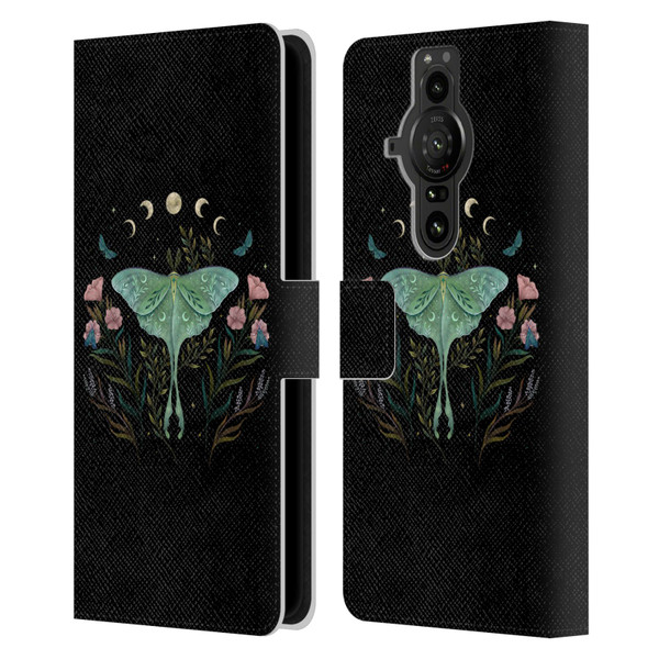 Episodic Drawing Illustration Animals Moth and Flowers Leather Book Wallet Case Cover For Sony Xperia Pro-I