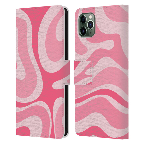 Kierkegaard Design Studio Art Modern Liquid Swirl Candy Pink Leather Book Wallet Case Cover For Apple iPhone 11 Pro Max