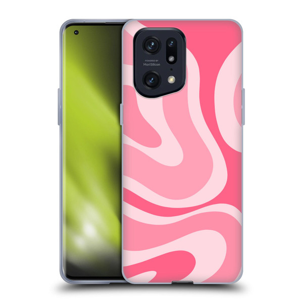 Kierkegaard Design Studio Art Modern Liquid Swirl Candy Pink Soft Gel Case for OPPO Find X5 Pro