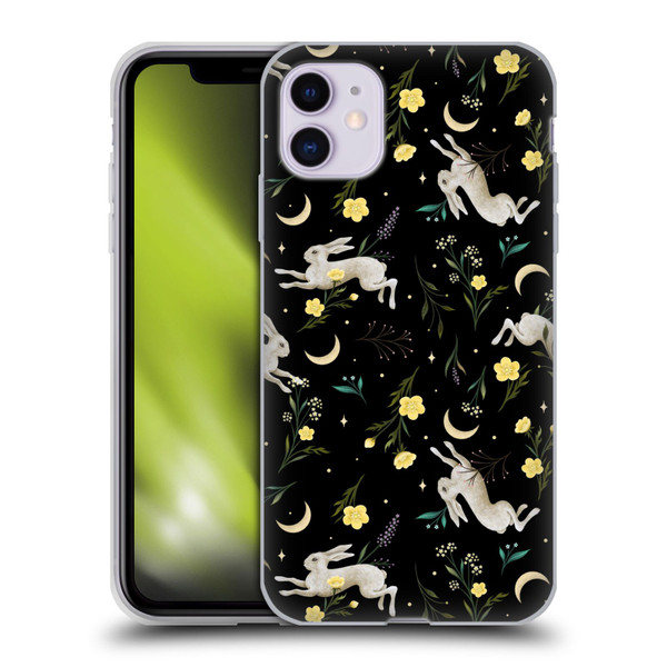 Episodic Drawing Pattern Bunny Night Soft Gel Case for Apple iPhone 11
