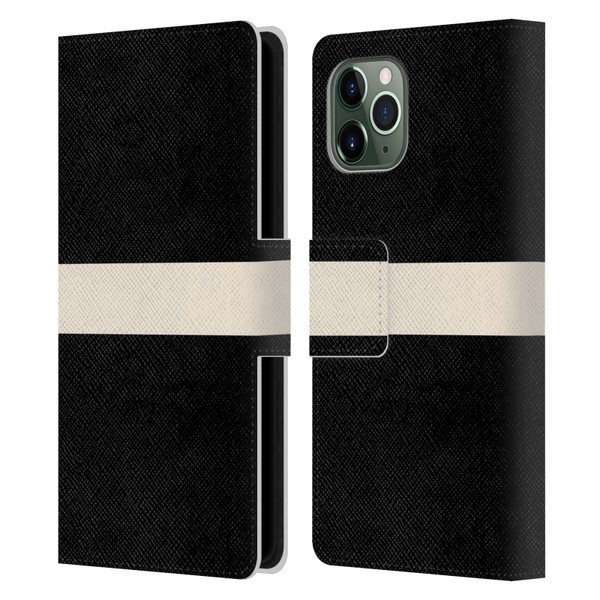 Kierkegaard Design Studio Art Stripe Minimalist Black Cream Leather Book Wallet Case Cover For Apple iPhone 11 Pro