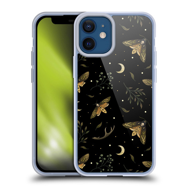 Episodic Drawing Pattern Death Head Moth Soft Gel Case for Apple iPhone 12 Mini