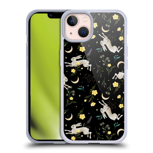 Episodic Drawing Pattern Bunny Night Soft Gel Case for Apple iPhone 13