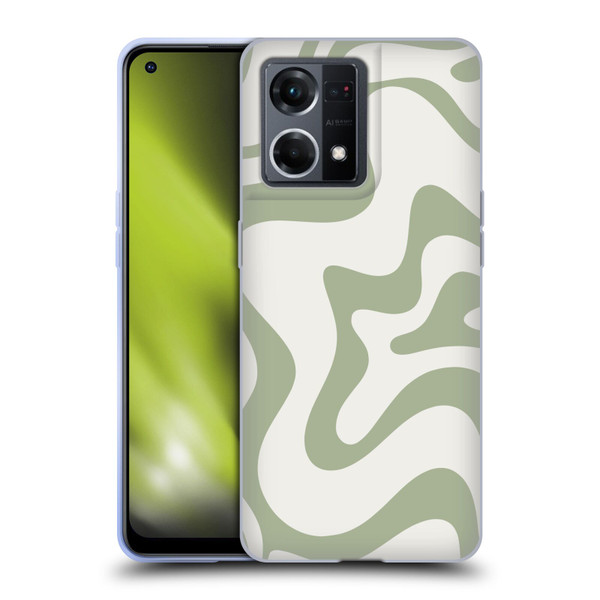 Kierkegaard Design Studio Art Retro Liquid Swirl Sage Green Soft Gel Case for OPPO Reno8 4G