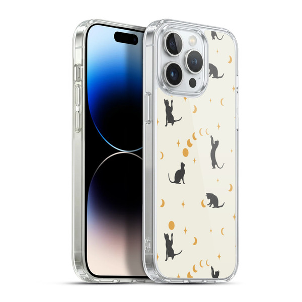 Episodic Drawing Pattern Cat And Moon Soft Gel Case for Apple iPhone 13 Pro Max & MagSafe