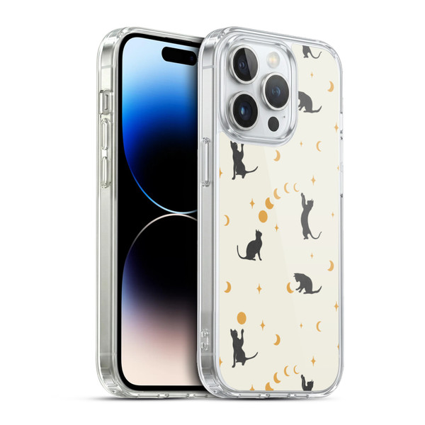 Episodic Drawing Pattern Cat And Moon Soft Gel Case for Apple iPhone 13 Pro & MagSafe