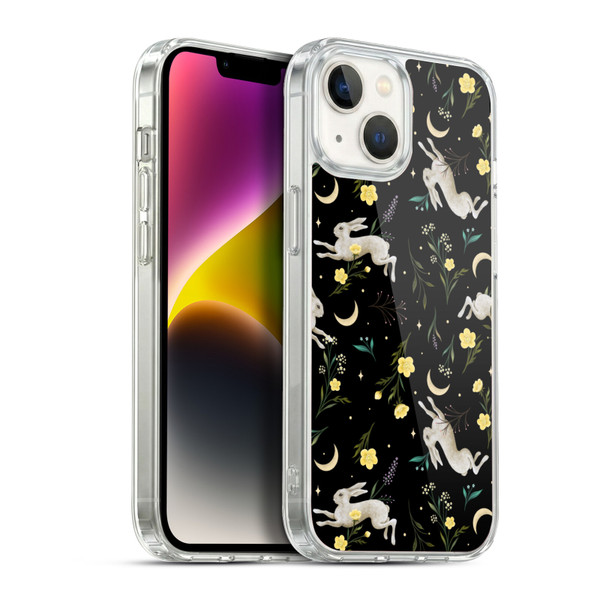 Episodic Drawing Pattern Bunny Night Soft Gel Case for Apple iPhone 14