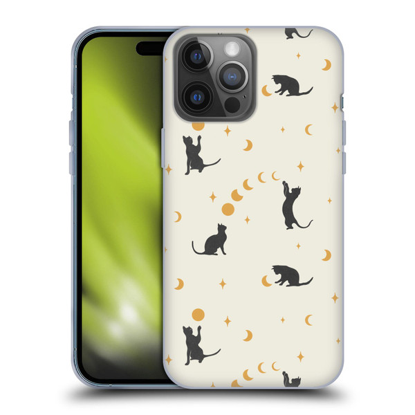 Episodic Drawing Pattern Cat And Moon Soft Gel Case for Apple iPhone 14 Pro Max