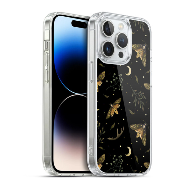 Episodic Drawing Pattern Death Head Moth Soft Gel Case for Apple iPhone 14 Pro & MagSafe