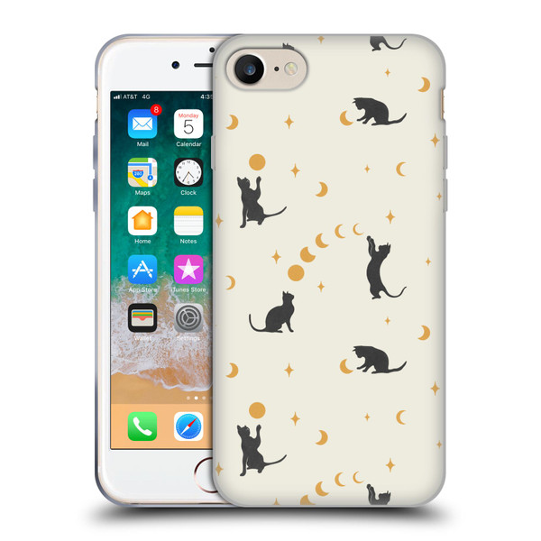 Episodic Drawing Pattern Cat And Moon Soft Gel Case for Apple iPhone 7 / 8 / SE 2020 & 2022