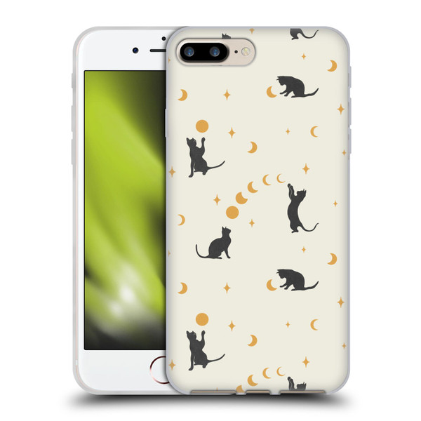 Episodic Drawing Pattern Cat And Moon Soft Gel Case for Apple iPhone 7 Plus / iPhone 8 Plus