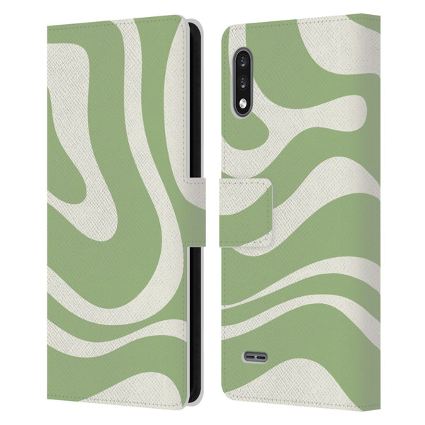 Kierkegaard Design Studio Art Modern Liquid Swirl in Sage Leather Book Wallet Case Cover For LG K22