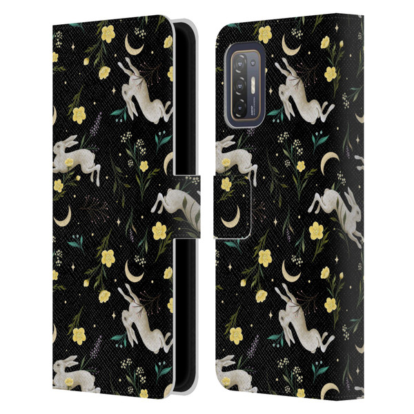 Episodic Drawing Pattern Bunny Night Leather Book Wallet Case Cover For HTC Desire 21 Pro 5G