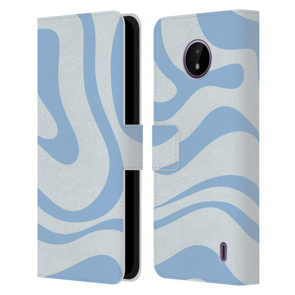 Kierkegaard Design Studio Art Blue Abstract Swirl Pattern Leather Book Wallet Case Cover For Nokia C10 / C20