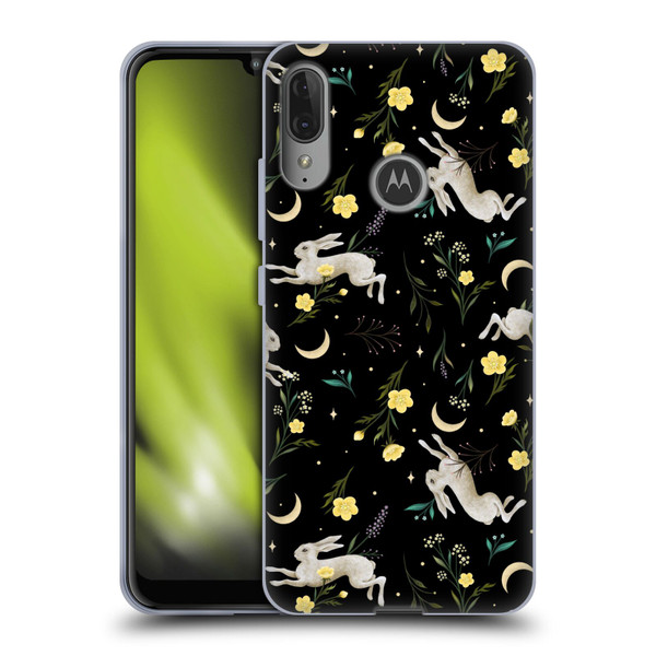 Episodic Drawing Pattern Bunny Night Soft Gel Case for Motorola Moto E6 Plus
