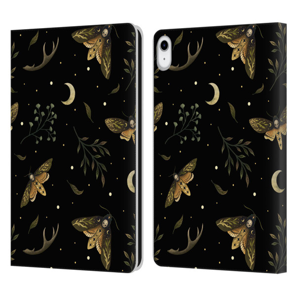 Episodic Drawing Pattern Death Head Moth Leather Book Wallet Case Cover For Apple iPad 10.9 2022/2025