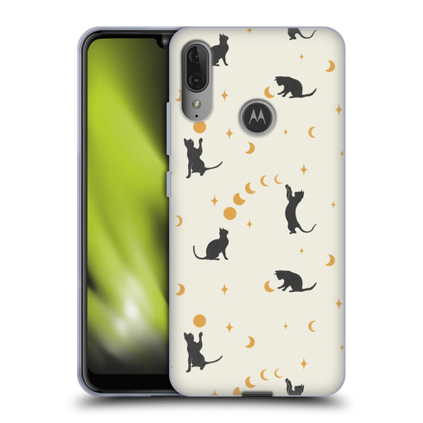 Episodic Drawing Pattern Cat And Moon Soft Gel Case for Motorola Moto E6 Plus