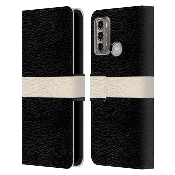 Kierkegaard Design Studio Art Stripe Minimalist Black Cream Leather Book Wallet Case Cover For Motorola Moto G60 / Moto G40 Fusion