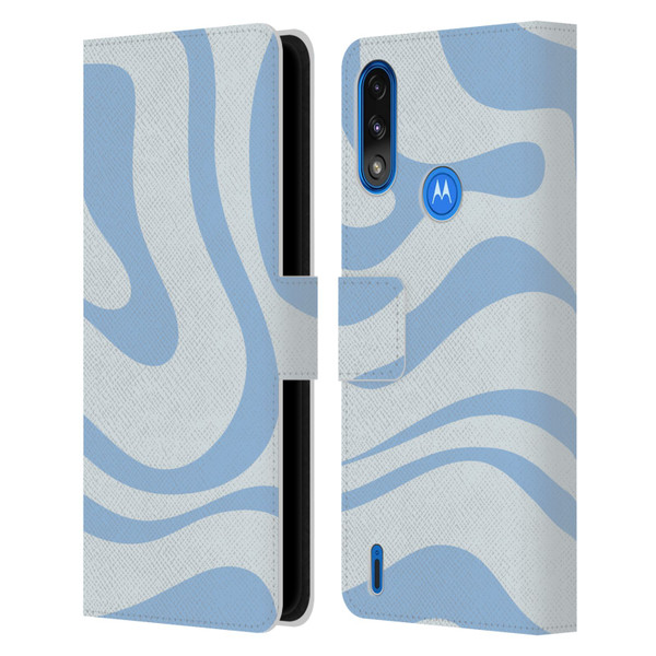 Kierkegaard Design Studio Art Blue Abstract Swirl Pattern Leather Book Wallet Case Cover For Motorola Moto E7 Power / Moto E7i Power