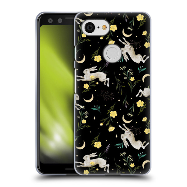 Episodic Drawing Pattern Bunny Night Soft Gel Case for Google Pixel 3