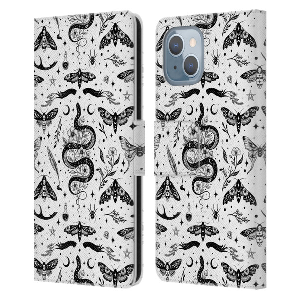 Episodic Drawing Pattern Flash Tattoo Leather Book Wallet Case Cover For Apple iPhone 14