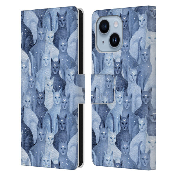 Episodic Drawing Pattern Cats Leather Book Wallet Case Cover For Apple iPhone 14 Plus