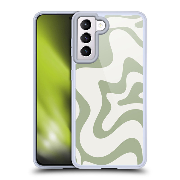 Kierkegaard Design Studio Art Retro Liquid Swirl Sage Green Soft Gel Case for Samsung Galaxy S21 5G