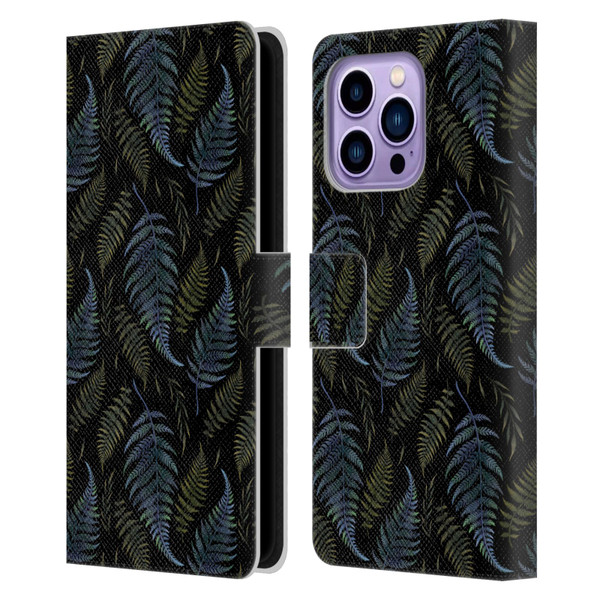 Episodic Drawing Pattern Leaves Leather Book Wallet Case Cover For Apple iPhone 14 Pro Max