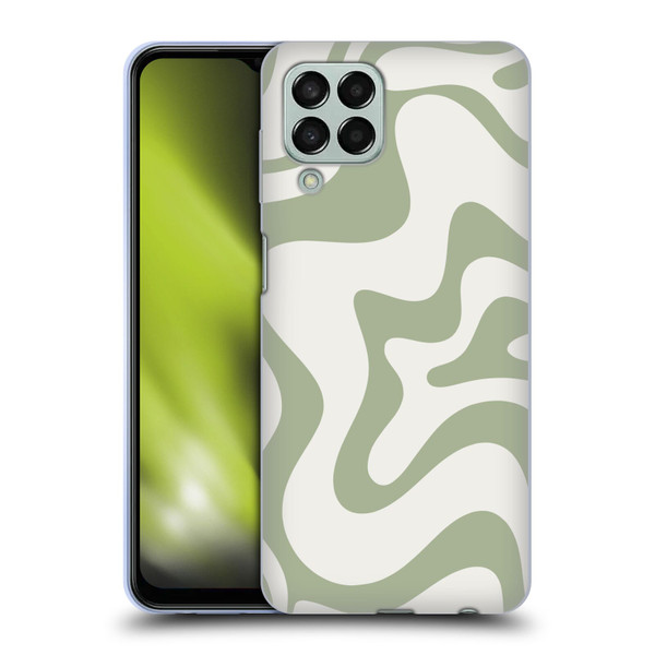 Kierkegaard Design Studio Art Retro Liquid Swirl Sage Green Soft Gel Case for Samsung Galaxy M33 (2022)